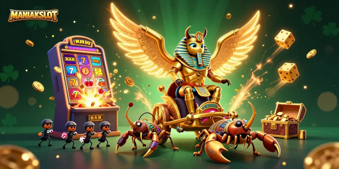 Engage with MANIAKSLOT for thrilling casino action featuring dynamic slot elements and vibrant characters.