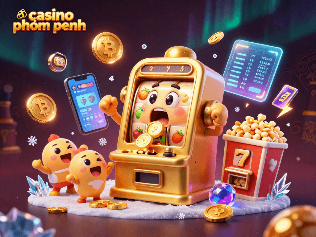Spin the jackpot at casino phnom penh with dynamic slot machines and vibrant cryptocurrency visuals.