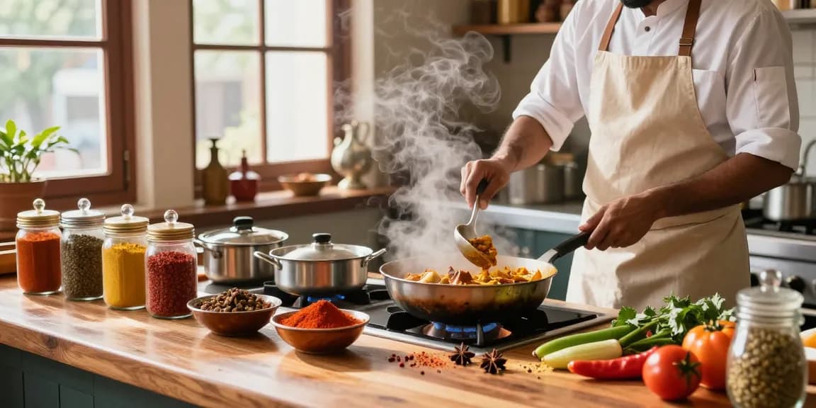 Experiencing authentic Indian flavors at ROKOK88 login with vibrant kitchen and expert chef.