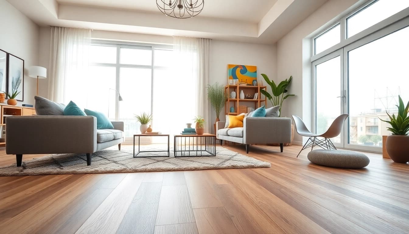Showroom of discount vinyl flooring highlighting its stylish and inviting design.