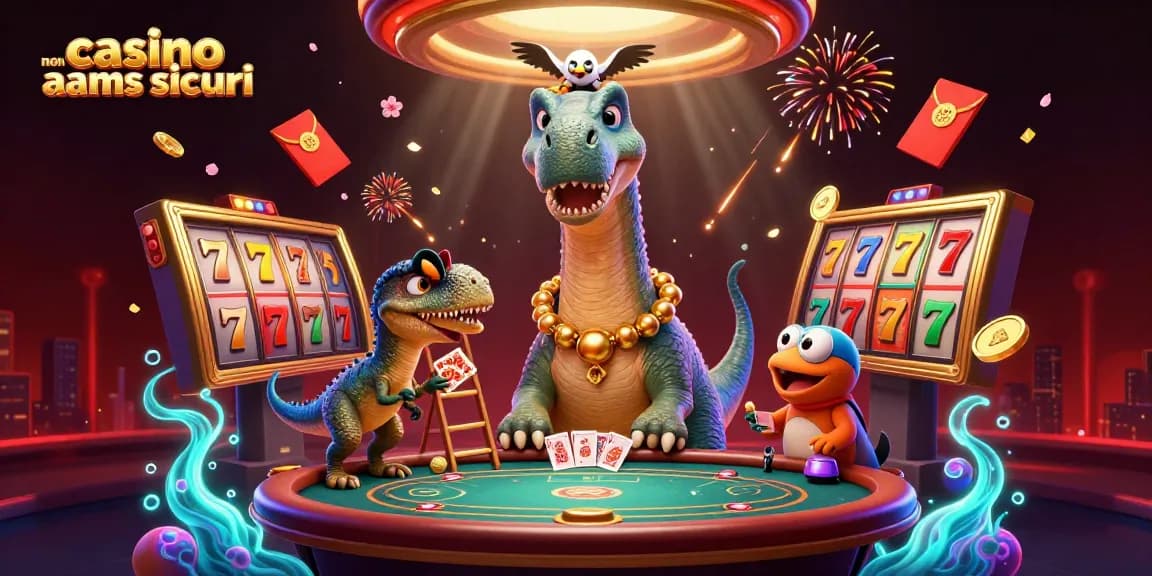 Gioca nei casino non AAMS sicuri con il brontosauro e un raptor mentre distribuiscono carte.