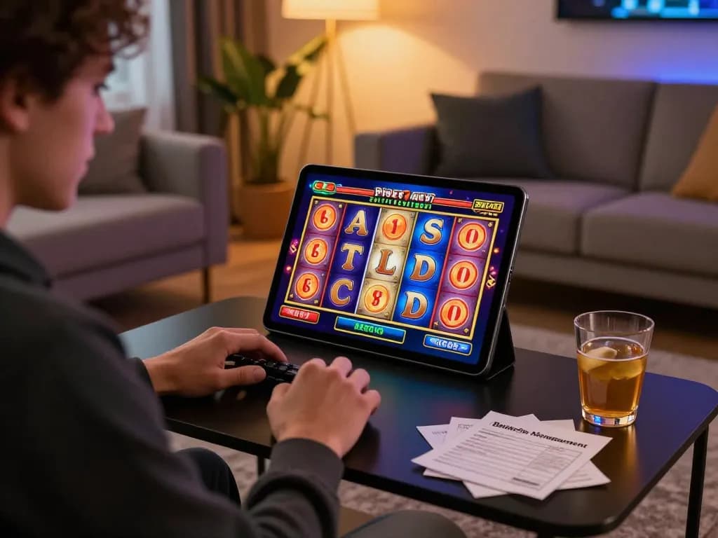 Experience link slot gacor as players engage with exciting online slot games in a vibrant home setup.