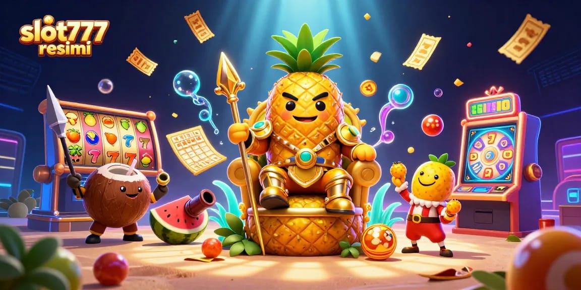 Experience vibrant excitement in slot777 resmi with this lively casino-themed illustration featuring engaging characters and game elements.