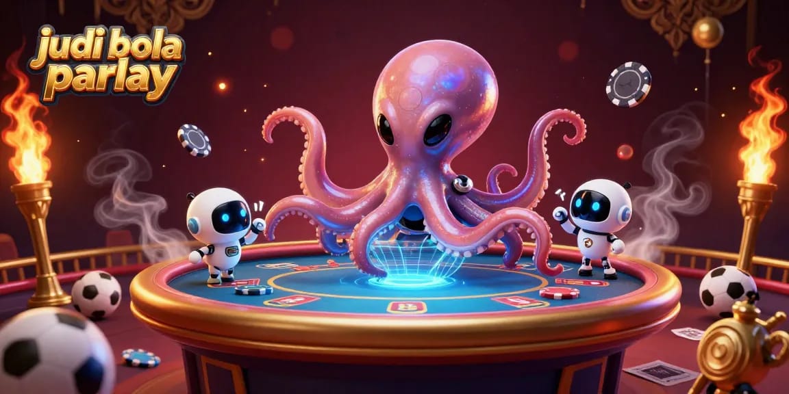 Join the action with judi bola parlay, featuring a sporting alien octopus illuminating the betting experience.