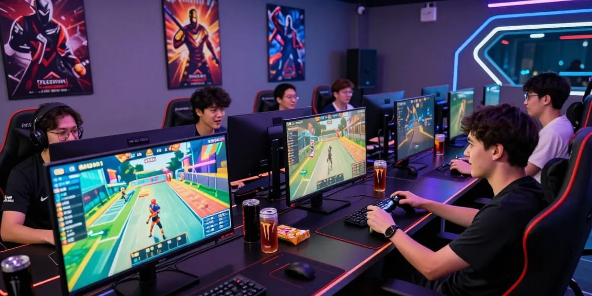 Players engaging in exciting rokok 88 obstacle course game in a vibrant gaming room.