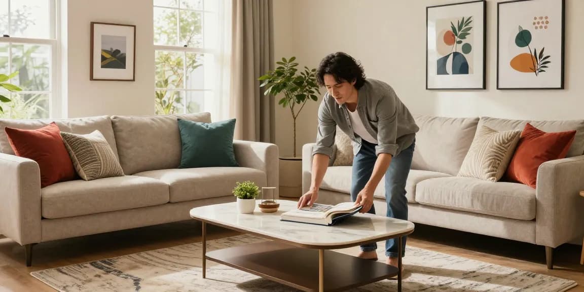 Cozy living room scene featuring modern furniture and decor for depo 5k design inspiration.