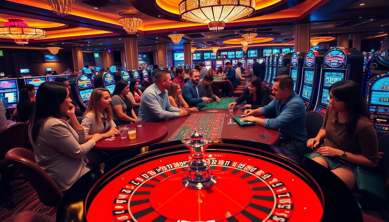 Players enjoying games at a Non gamstop casino Uk, showcasing excitement and social interaction.