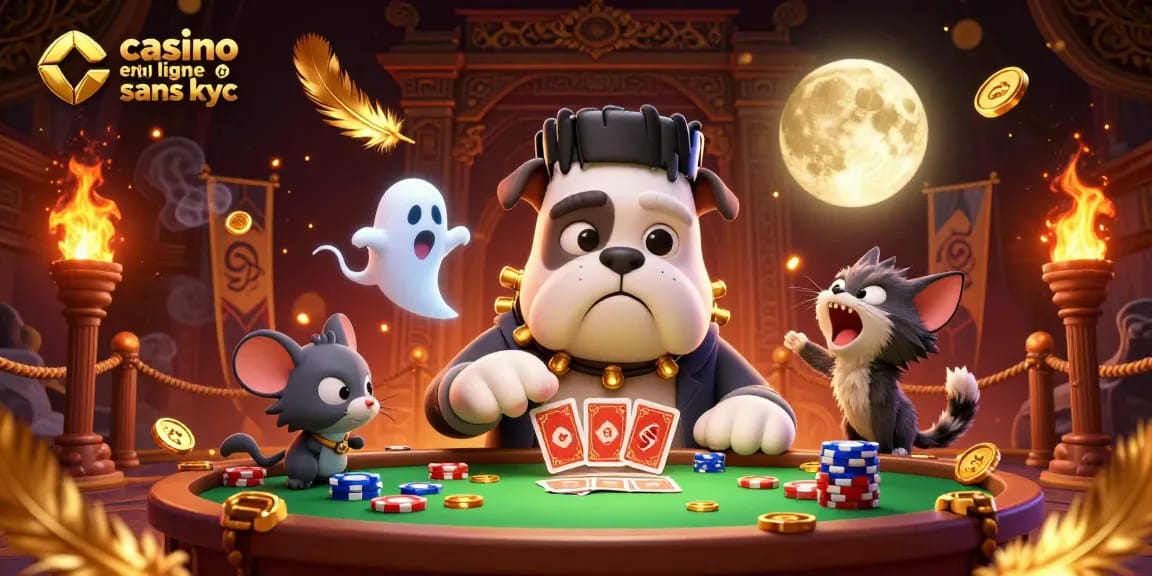 Gagnez avec un casino en ligne sans KYC grâce à cette illustration animée captivante.