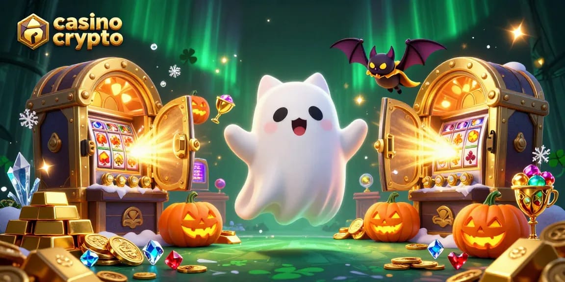 Unisciti al divertimento nei casino crypto con il gatto fantasma e tesori luccicanti.