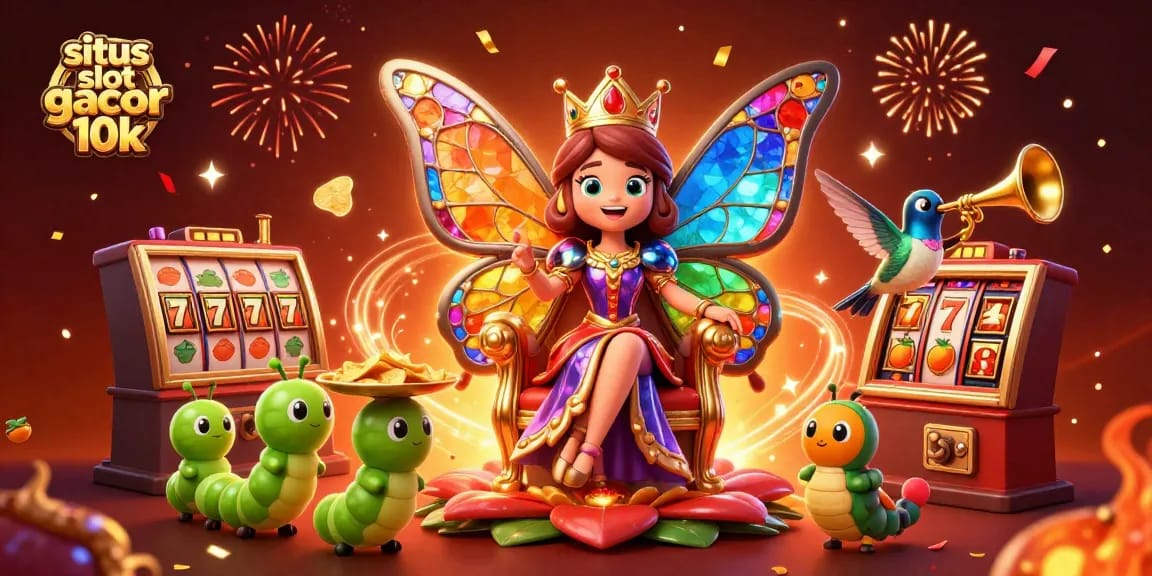 Engage with situs slot gacor deposit 10k as a butterfly queen presides over slot elements and festive energy.