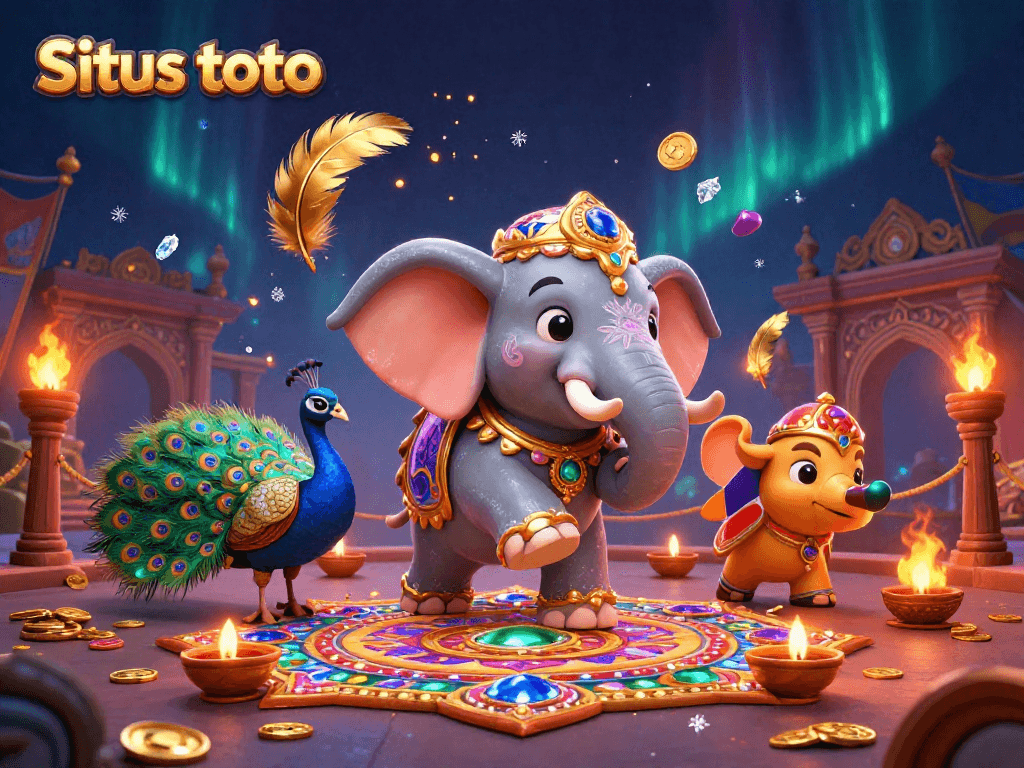 Menggandakan kesenangan di Situs toto dengan elefant berhiaskan emas dan teman burung merak.
