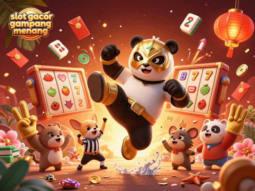 Experience the excitement of slot gacor gampang menang with a vibrant 3D casino scene featuring lively characters and dynamic game elements.