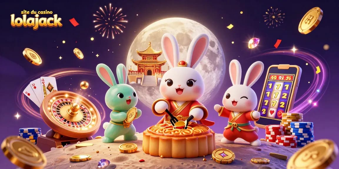 Jouez sur le site du casino lolajack avec un décor festif de pièces d'or et de jeux de hasard.