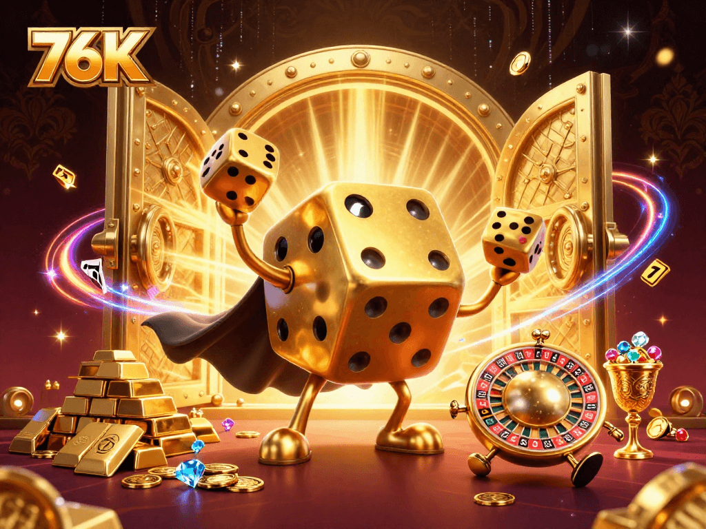 Jogue com 76K e descubra tesouros em um cassino 3D animado e vibrante.