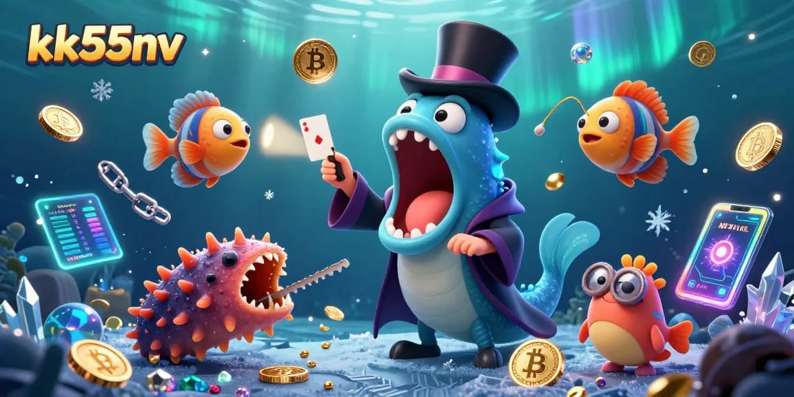 Experience the thrills of kk55nv with a vibrant underwater casino scene featuring magical deep-sea creatures.