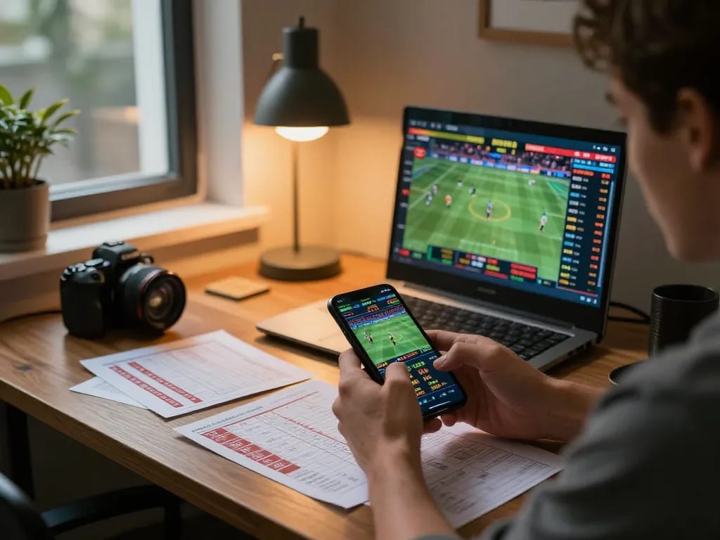 open88 user placing bets in a stylish home office while checking live sports odds