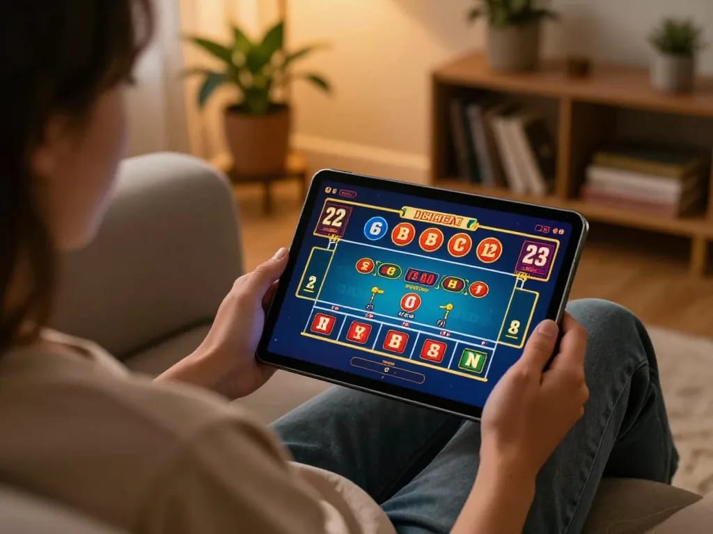 Experience the thrill of win678 com with a player engaging in online baccarat from the comfort of home.
