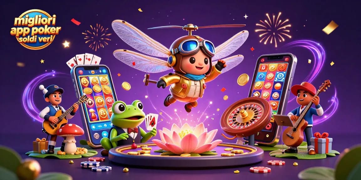 Scopri le migliori app poker soldi veri con un’immagine vivace che mostra un affascinante casinò mobile.