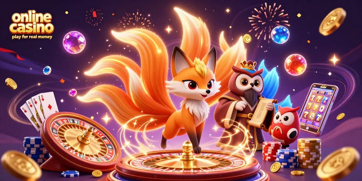 Experience online casino play for real money with glowing characters and vibrant gaming elements.