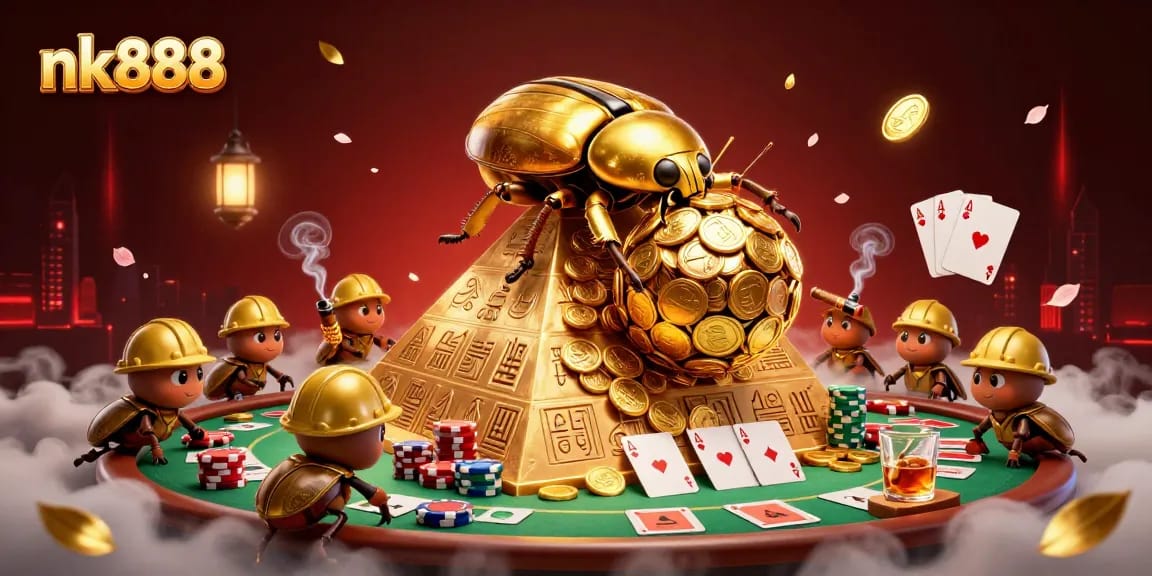 Engage with nk888’s vibrant casino experience as golden coins roll and poker chips soar.