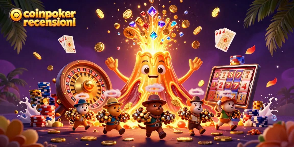 Scopri le recensioni su CoinPoker con questo affascinante vulcano d'oro in eruzione di tesori.