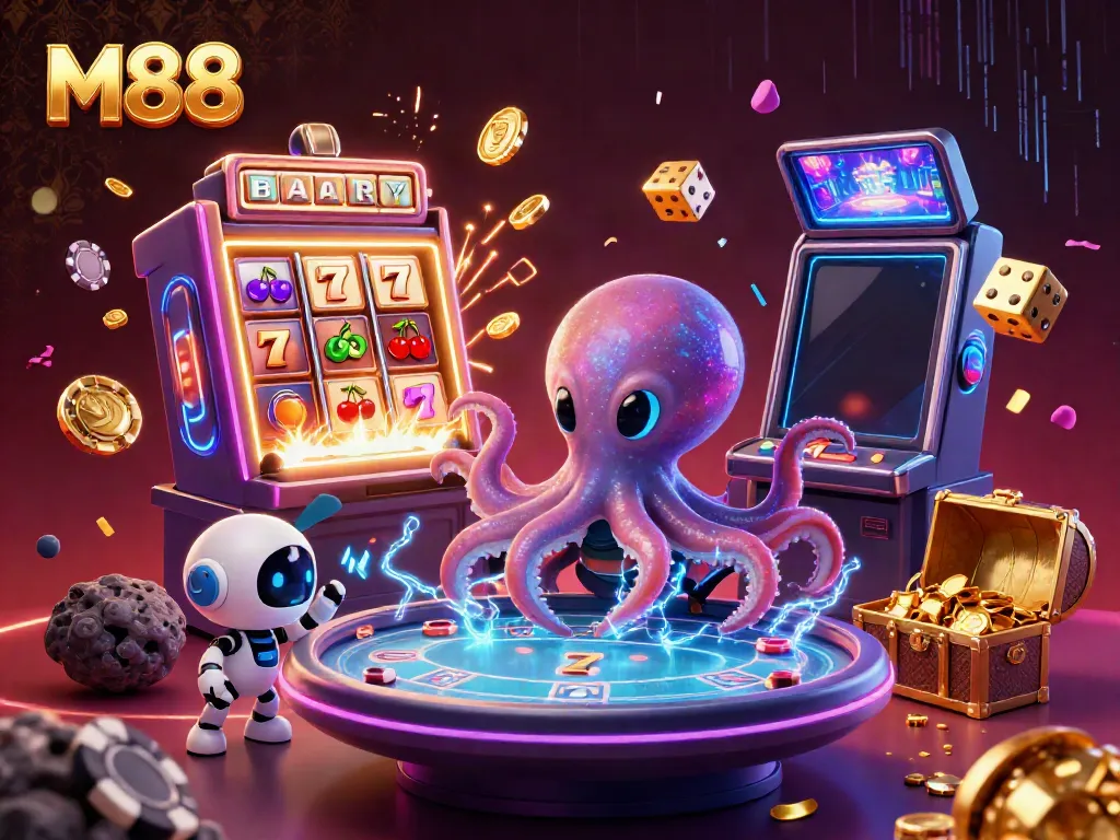 Experience thrilling gameplay at M88 with an alien octopus at a cosmic poker table!
