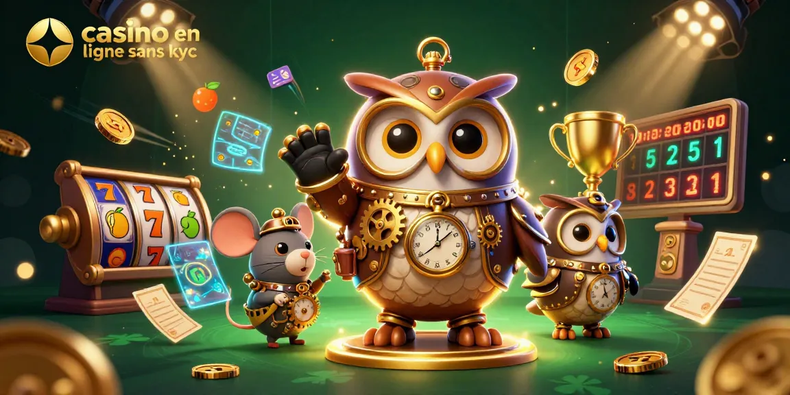 Plongez dans l'univers vibrant des jeux d'argent avec un casino en ligne sans KYC, où les symboles des machines à sous et les éléments de casino futuristes se rencontrent.