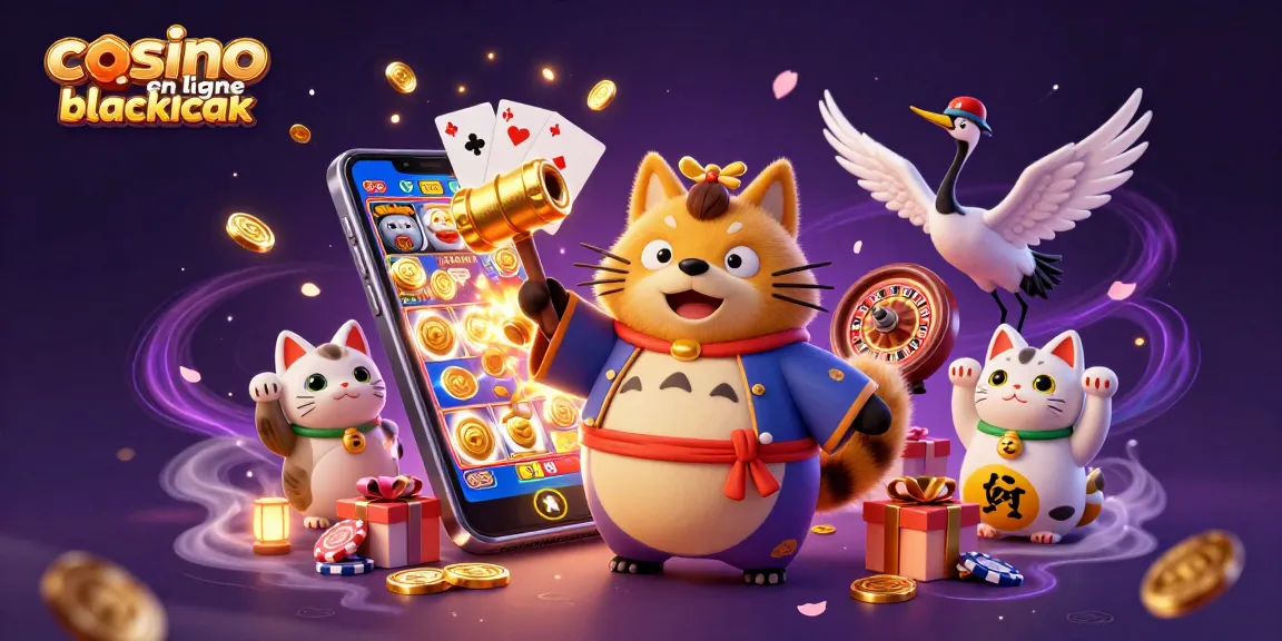 Jouez au blackjack en ligne avec des personnages cartoon dans un décor de casino coloré.