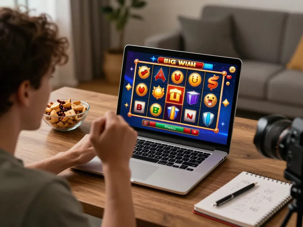 Pemain Bintangmpo merayakan kemenangan besar saat bermain slot online di rumah.